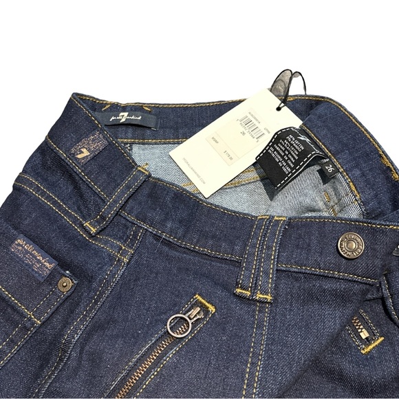 7 FOR ALL MANKIND women's clean utility denim mini skirt, gold accents, size 26. - Picture 5 of 6